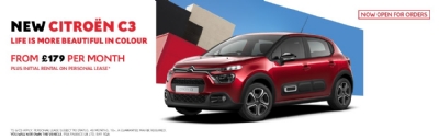 New Citroen C3 - From £179 per month plus initial rental on Personal Lease*